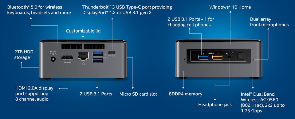 Mini PC Intel NUC cu procesor i3-8109U