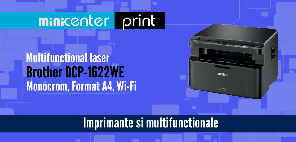 Imprimanta Laser Brother DCP-1622WE, Multifunctionala, Monocrom, Wi-Fi Format A4